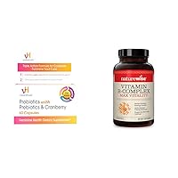 vH essentials Probiotics with Prebiotics and Cranberry for Women's Health - 60 Capsules & NatureWise Vitamin B Complex for Cellular Energy & Mental Clarity - 60 Softgels