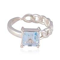 House of Rings Choose Your Color Ring 925 Sterling Silver Ring Square Shape Ring Bridal Jewelry Mothers Day Ring Gemstone Rings for Girls and Boys