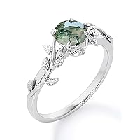 Shusukue Green Moss Agate Ring Turtle Ring 925 Silver Rings Finger Rings Gemstone Jewellery Gift for Women Girls