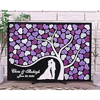 Wedding Guestbook Alternative 3D Tree with Hearts for Wishes Wood Guest Book Wedding Sign in Book Wall Frame Home Decor Custom Elegant Wedding Guestbook Alternative (16x20 Inch, YWT022)
