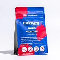 Herbaland Vegan Multivitamins Gummies For Adults - 13 Essential Vitamins, Vitamin A, C, D3, E, B6, B12, Zinc, Complete Supplement, Sugar-Free and Organic - 4.4 grams, Mixed Berry Flavor, 90 Count