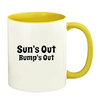 Sun's Out Bump's Out - 11oz Ceramic Colored Handle and Inside Coffee Mug Cup, Yellow