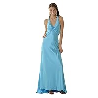 Clarisse Silk Halter Prom Dress 9119, Blue, 10
