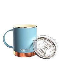 asobu Ultimate Stainless Steel Ceramic Inner Coating Coffee Mug with Double Walled Copper Lining Insulation,12 Ounces (Baby Blue)