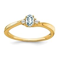 14k Gold Aquamarine and Diamond Ring Size 7.00 Jewelry Gifts for Women