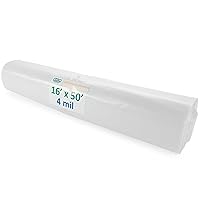 IDL Packaging Clear 4 mil Construction Plastic Sheeting, 16' x 50' (800 sq. ft.) LDPE Film Roll - Thick Poly Covering for Construction, Painting, Slide&Slip - Drop Cloth & Vapor Barrier