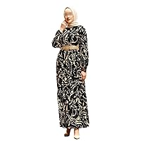 Muslim Dress Women Robe Straw Wavy Pattern Waist Length Ramadan Dubai Muslim Islamic Hijab Longo Vestidos