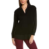 Anne Klein Womens V-Neck Sweater Vest Blouse, S, Black