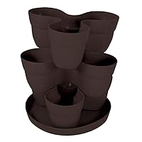 EMSCO Bloomers Stackable Flower Tower Planter – Holds up to 9 Plants – Great Both Indoors and Outdoors – Earth Brown