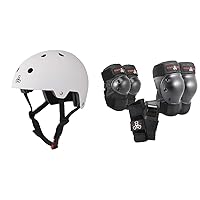 Triple Eight Dual Certified Bike and Skateboard Helmet (Small/Medium) and Saver Series Protective Pad Set (Medium)