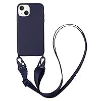 for iPhone 15 Pro Max,Crossbody Phone Case with Shoulder Strap Soft Silicone Case with Adjustable Lanyard Cute Cool Wireless Charging Shockproof Protector for Women Girls Nevy Blue