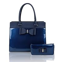 Fontanella Fashion Women Elegant Large with Bow Detailed Handbag Tote Hobo Shopper Shoulder Bag with Matching Purse Wallet