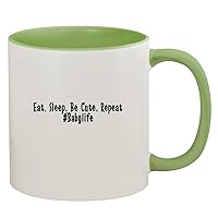 Eat. Sleep. Be Cute. Repeat #Babylife - 11oz Ceramic Colored Inside & Handle Coffee Mug, Light Green