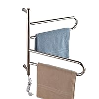 Towel Warmers for Bathroom Wall Mounted, Lightweight Hardwired and Plug 2 Bars Timer Polished Towel Heater Rail hot Towel Rack 24 x22in 55W,Silver,Hardwired (Silver Hardwired)