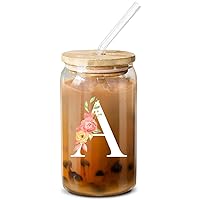 NewEleven Personalized Monogrammed Gifts For Women – Customized Birthday Gifts For Women, Friends, Girls - Initial Gifts For Her A - 16 Oz Coffee Glass