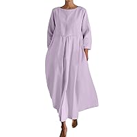Floral Dress Crewneck 3/4 Sleeve Dress 3X Dress for Women Before Going Out Faux Wrap Dress XL(1-Light Purple,Medium)