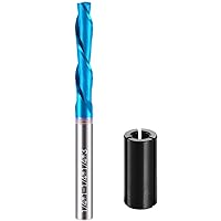 1/4 Inch Shank Spiral Router Bit 2 Flutes Solid Carbide Spiral Milling Tool 1/4 Inch Cutting Diameter with Nano Blue Coated, 3 inch Extra Long CNC Router Wood End Mill Router Bit- Down Cut