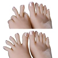 ZHY 1 Pair Silicone Life Size Female Mannequin Foot with Bone Display Jewelry Sandal Shoe Sock Display Art Sketch with Nail