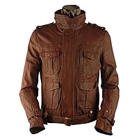 Men's Genuine Lambskin Leather Jacket Slim fit Motorcycle brown jacket LLML144
