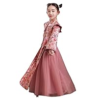 Girls' Ancient Costume Embroidered Hanfu Dress,Chinese Style Tang Suit,Winter Cheongsam New Year's Clothing.