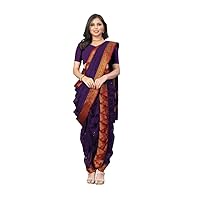 Women's Purple Cotton Nauvari Saree