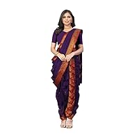 Traditional Purple Cotton ReadyMade Nauvari Saree