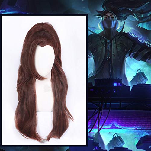 Game LOL Cosplay Wigs the Unforgiven Yasuo Cosplay Wig True Damage New Skin Heat Resistant Synthetic Wig Men Brown Long Hairs