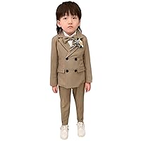 Boys' Tuxedos Double Breasted Buttons Peak Lapel Suit Jacket Trousers Set Festival Party Pageboy