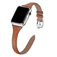 Leather Bands Compatible with Apple Watch Band 38mm 40mm 41mm 42mm 44mm 45mm 49mm Women, Top Grain Leather Strap Slim & Thin Replacement Wristband for iWatch Band Ultra2 Ultra SE & Series 9 8 7 6 5 4 3 2 1