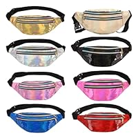 Holographic Waist Bag, Women'S Fashion One-Shoulder Messenger Bag, Pu Reflective Laser Waist Bag For Men And Women, Casual Bag Waist Bag, Waterproof Multi-Layer Outdoor Sports Bag (Black)