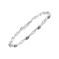 Rylos Bracelets for Women 925 Sterling Silver Serenity Wave Tennis Bracelet Gemstone & Genuine Diamonds Adjustable to Fit 7