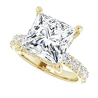 JEWELERYIUM 4 CT Princess Cut Colorless Moissanite Engagement Ring, Wedding/Bridal Ring Set, Halo Style, Solid Sterling Silver, Anniversary Bridal Jewelry, Awesome Rings for Women