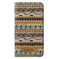 RW2860 Aztec Boho Hippie Pattern PU Leather Flip Case Cover for iPhone 11 Pro Max with Personalized Your Name on Leather Tag