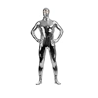 Mens Shiny Metallic Unitard Zentai Suit with Eyes Open