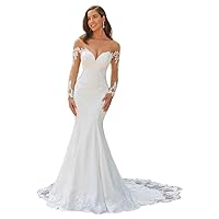 Mermaid Bride Wedding Dress 2024 - Beach Boho White Lace Wedding Dresses for Women Bride