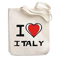 I love Italy Bicolor Heart Canvas Tote Bag 10.5