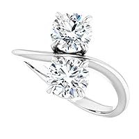 10K Solid White Gold Handmade Engagement Rings 4 CT Round Cut Moissanite Diamond Solitaire Wedding/Bridal Ring Set for Womens/Her Propose Rings