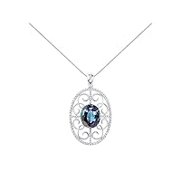 Diamond & Alexandrite/Mystic Topaz Pendant Necklace Set in Sterling Silver Stunning Designer 12x10 Colorstone