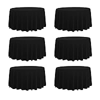 Round Tablecloth,6 Pack 120inch Stain and Wrinkle Resistant Polyester Table Cloth,Decorative Fabric Table Cover for Kitchen,Dinning,Party,Wedding Round(Black)