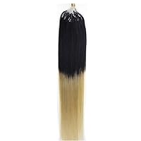 Loop Double Silicone Micro Ring Beads Tipped Remy Human Hair Extensions Straight Hair 1g/s(18''100s,#T1/613)