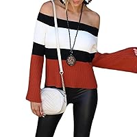 Women's Sweater New Sexy One-Neck Slim-fit Sweater Pullover Sweater (XL,X-Large)