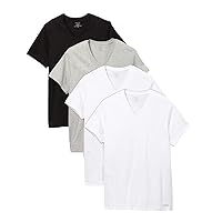 Calvin Klein Men`s Cotton Classic Fit Short Sleeve V Neck T-Shirt, 4-Pack