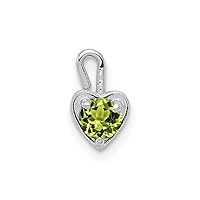 14k White Gold August Simulated Birthstone Heart Charm