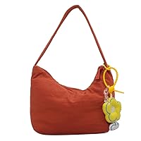 Lady Purse Simple Fashion Underarm Bag with Pendant Versatile Shoulder Bags Armpit Bag Handbag Solid Color Tote Bags