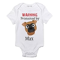 Warning Protected by a Boxer baby gifts Custom dog sibling baby clothes