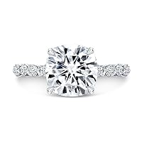 Kiara Gems 4.40 CT Cushion Cut Colorless Moissanite Engagement Ring Wedding Band Gold Silver Eternity Solitaire Ring Halo Ring Antique Anniversary Promise Gift Her, Bridal Ring
