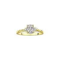 Rylos Yellow Gold Plated Silver Classic Birthstone Ring - 7X5MM Oval Gemstone & Diamonds - Women's Jewelry, Sizes 5-10