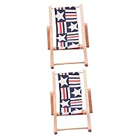 2pcs Miniatures Nautical Table Decor Mini Wooden Chair Small Stand Miniature Doll House Toy Phone Toy House Decorations for Home Phone Support Stand Furniture Beach Chair Bamboo