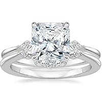 Moissanite and Sterling Silver Engagement Ring Set, 5 CT, Eternity Band Style Ring
