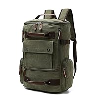 Rucksack men's backpack large capacity computer bag casual multi-purpose travel bag Korean fashion backpack (Army green)